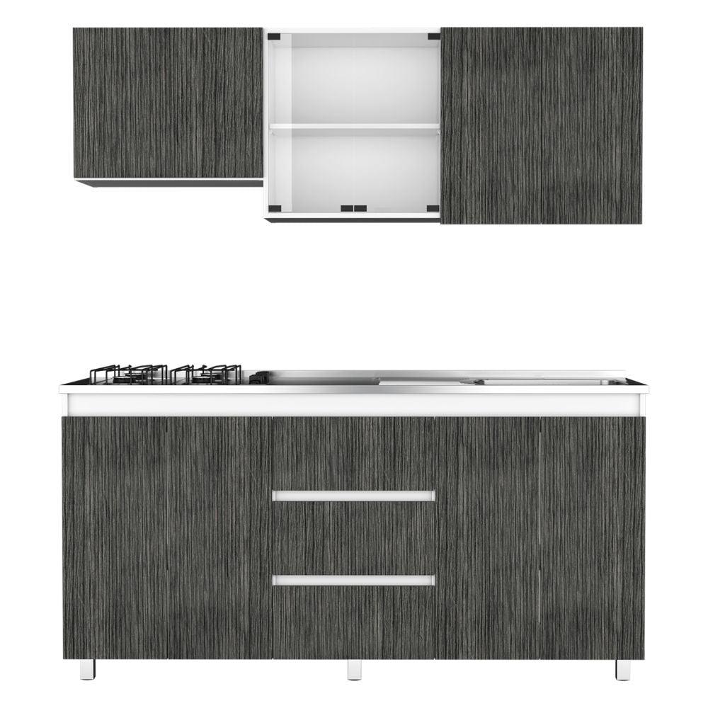 Cocina Integral Polux color Gris y Blanco.