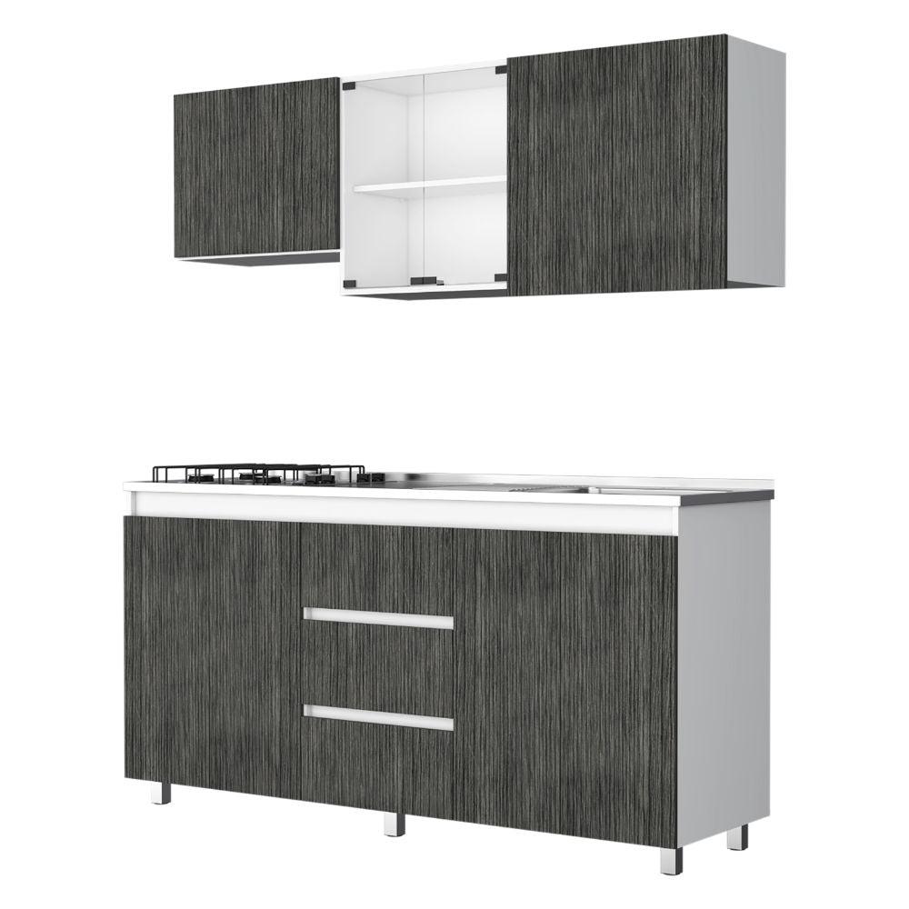 Cocina Integral Polux color Gris y Blanco.