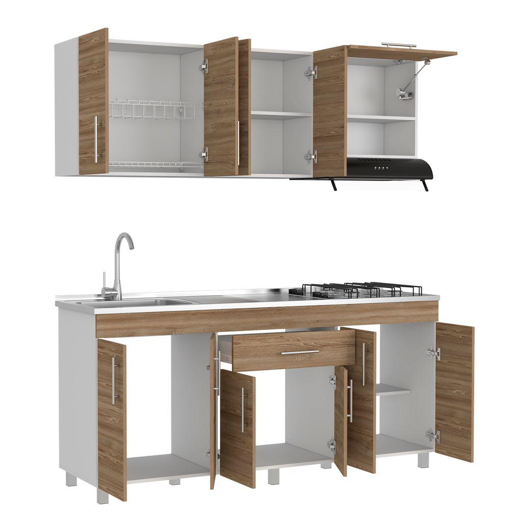 Cocina Integral Carson color Miel y Blanco.