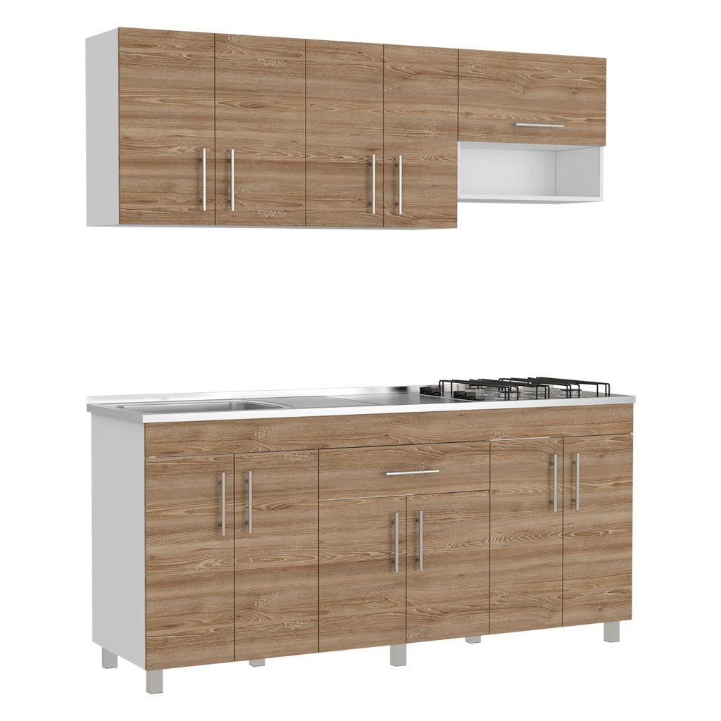 Cocina Integral Carson color Miel y Blanco.