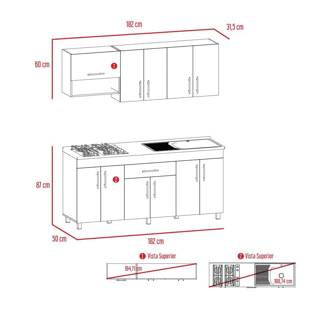 Cocina Integral Carson color Miel y Blanco.