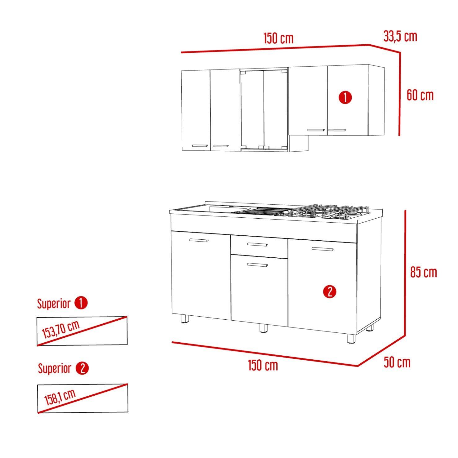 Cocina Integral Eris color Miel y Blanco.