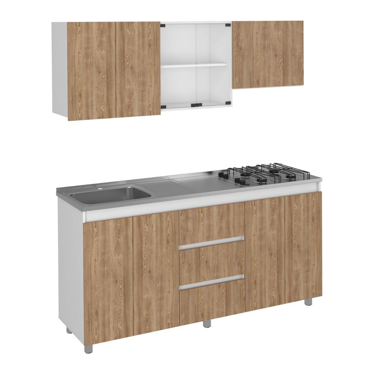 Cocina Integral Polux color Miel y Blanco.