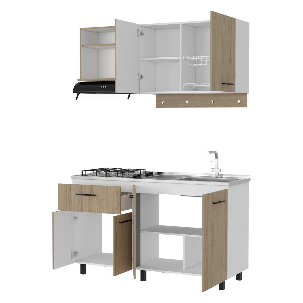 Cocina Integral Kane color Beige y Blanco.