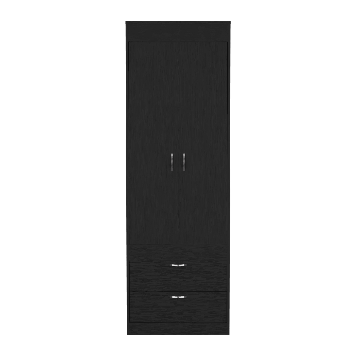 Closet Agata, Wengue, con Dos Cajones y Tubo Cromado Para Colgar Ropa ZF - VIRTUAL MUEBLES