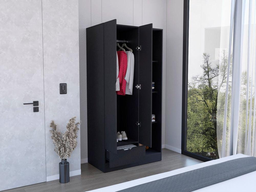 Closet Memphis, Wengue, con Un Tubo Cromado ZF - VIRTUAL MUEBLES