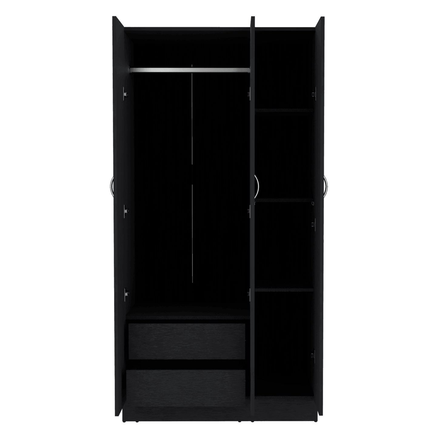 Closet Orbe, Wengue con dos cajones, 4 entrepaños y tubo cromado ZF - VIRTUAL MUEBLES