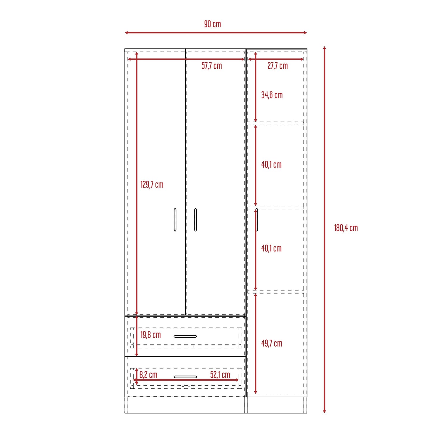 Closet América, Wengue, con Variedad de Entrepaños y Tubo para Colgar Ropa - VIRTUAL MUEBLES