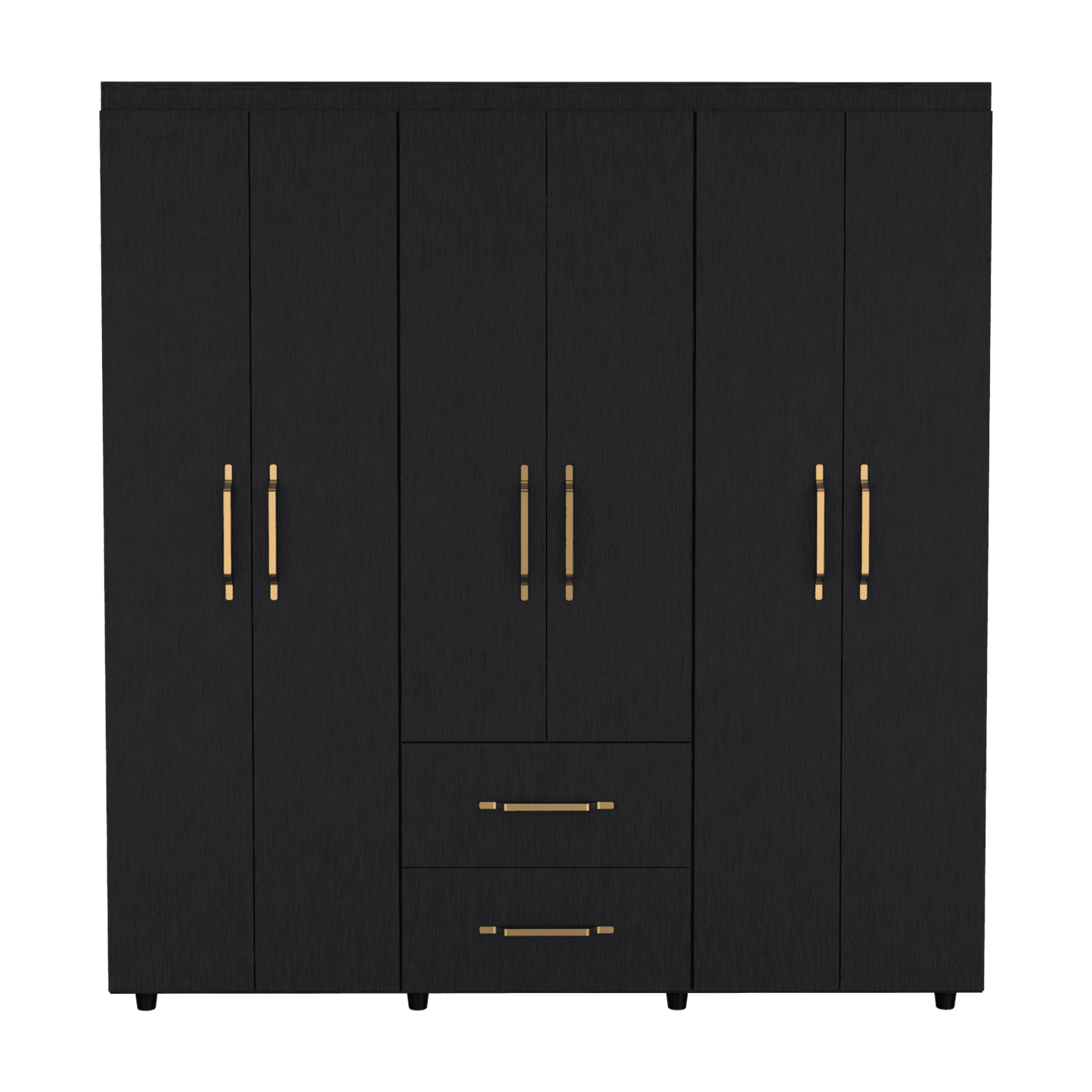 Closet Golden, Wengue y Dorado, Variedad de Entrepaños y Seis Puertas Abatibles - VIRTUAL MUEBLES