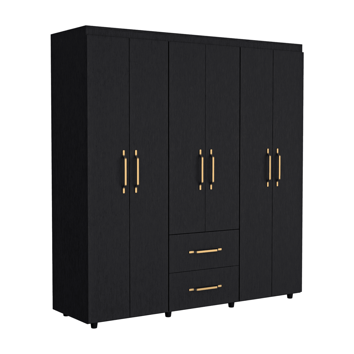 Closet Golden, Wengue y Dorado, Variedad de Entrepaños y Seis Puertas Abatibles - VIRTUAL MUEBLES