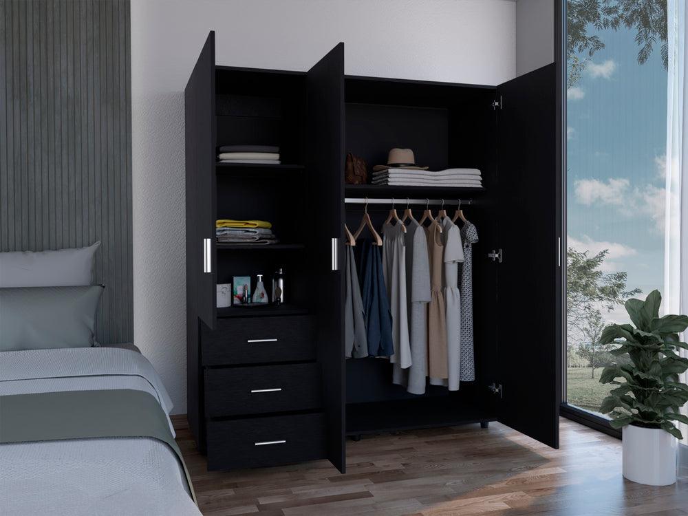 Closet Azana, Wengue, con tres Cajones y Puertas Abatibles - VIRTUAL MUEBLES