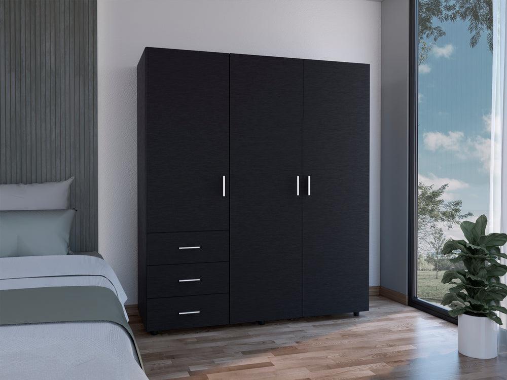 Closet Azana, Wengue, con tres Cajones y Puertas Abatibles - VIRTUAL MUEBLES