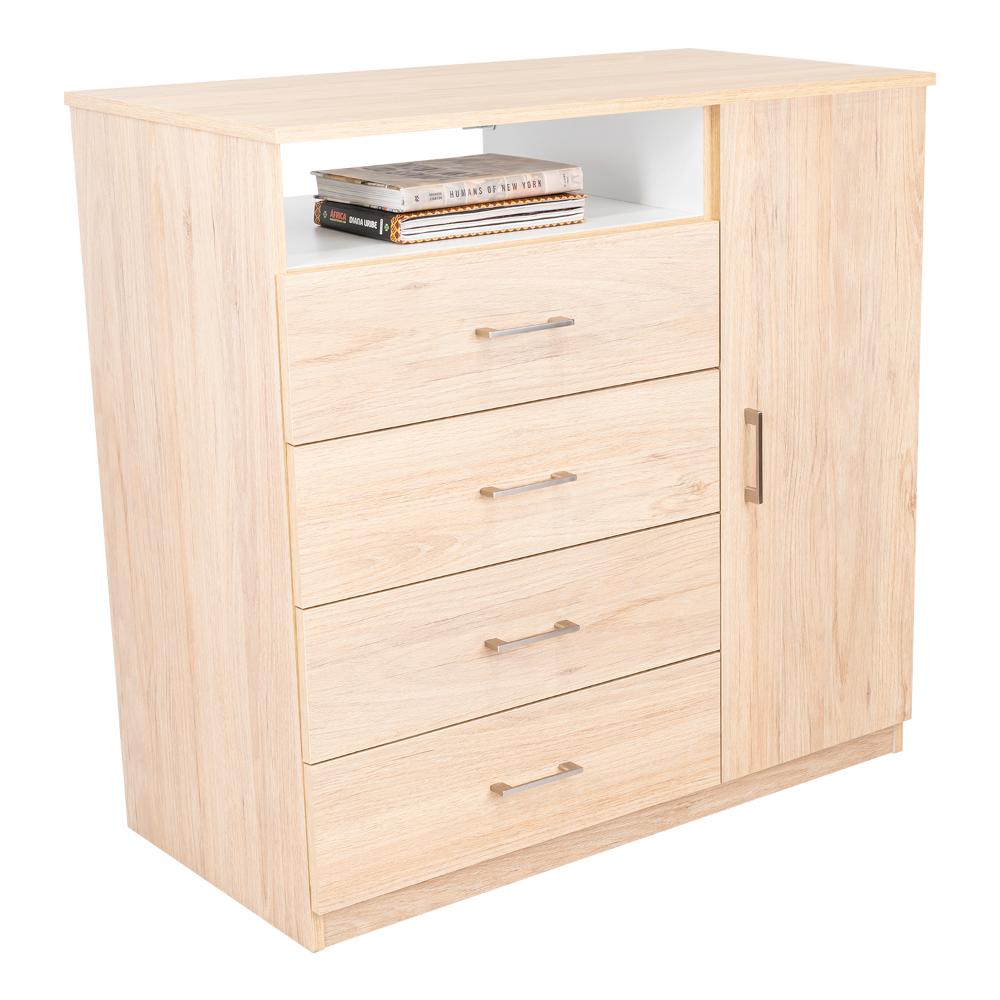 Organizador Barlovento, Beige y Blanco con Cuatro Cajones y una puerta