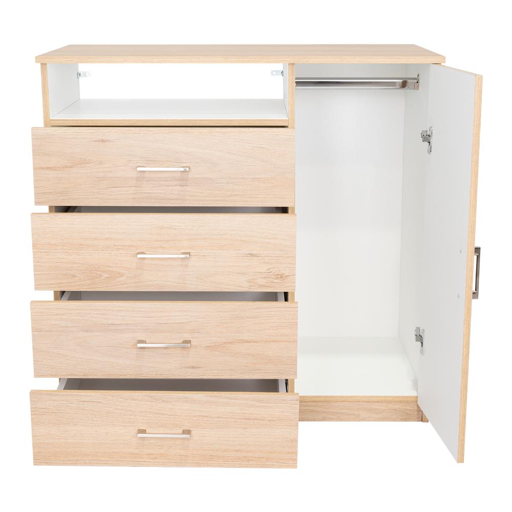 Organizador Barlovento, Beige y Blanco con Cuatro Cajones y una puerta