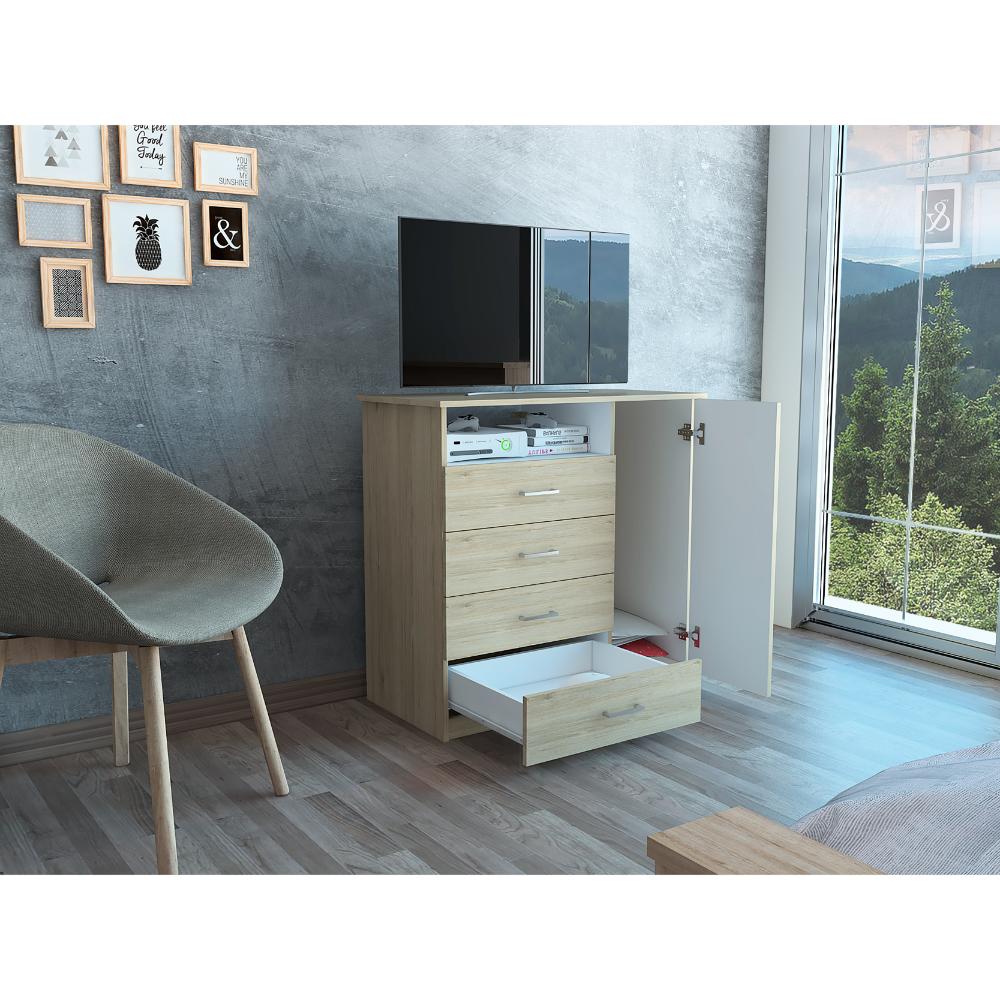 Organizador Barlovento, Beige y Blanco con Cuatro Cajones y una puerta