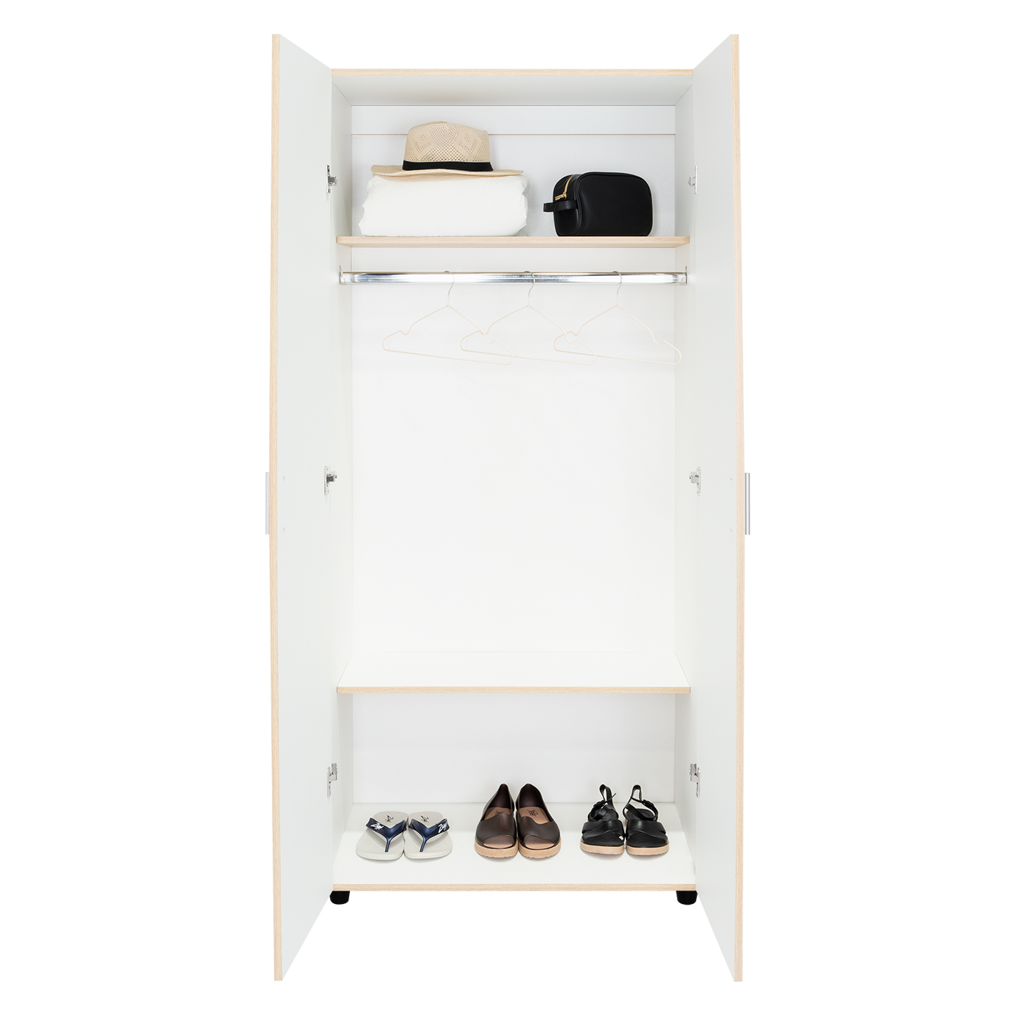 Closet Carlota, Beige y Blanco, con Dos Puertas Abatibles