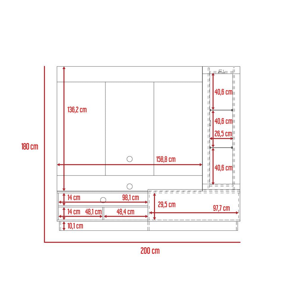 Mesa de Tv Mirabella, Cocoa, con Espacio Para Televisor de Hasta 70 Pulgadas y Varios Entrepaños - VIRTUAL MUEBLES