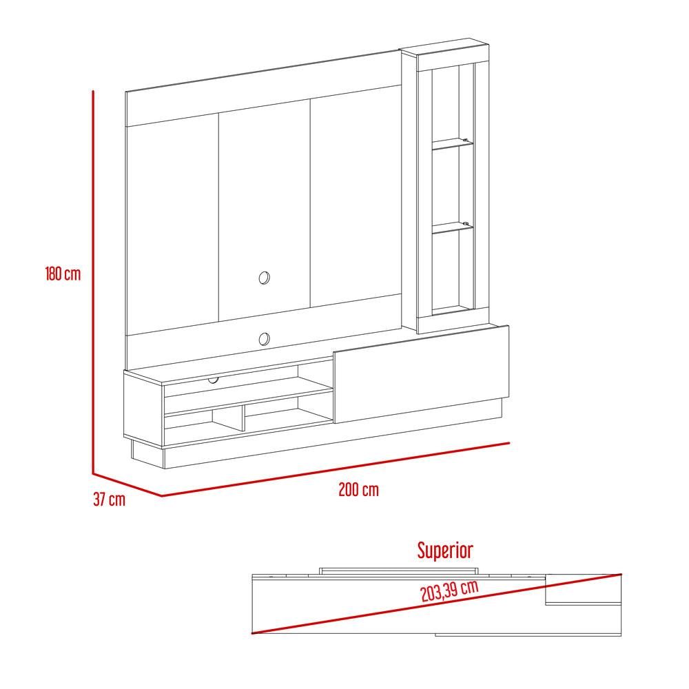 Mesa de Tv Mirabella, Cocoa, con Espacio Para Televisor de Hasta 70 Pulgadas y Varios Entrepaños - VIRTUAL MUEBLES