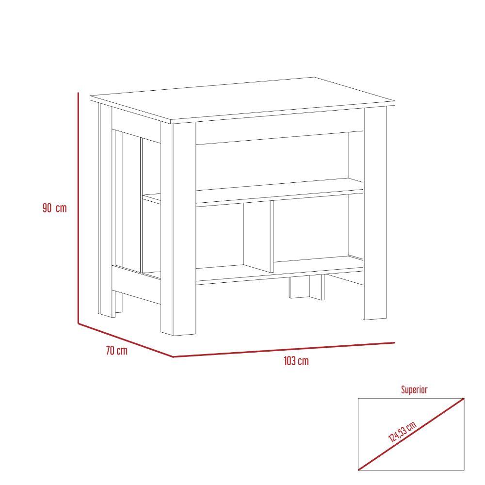 Mesa Auxiliar Cala color Blanco Marqueza y Café Claro para Ambientes.