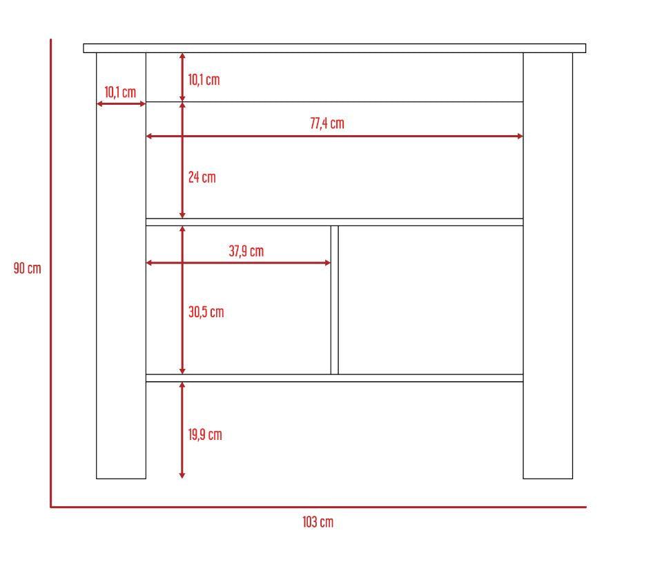 Mueble Auxiliar de Cocina Draco color Blanco y Miel para Cocina.