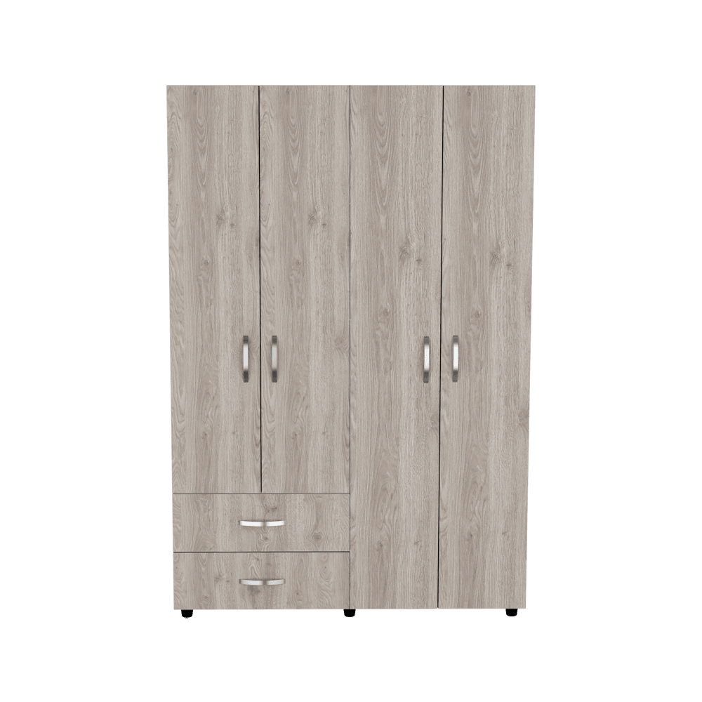 Closet Arkola, Humo y Blanco Duqueza, con Dos Cajones Organizadores y Cuatro Puertas Abatibles - VIRTUAL MUEBLES