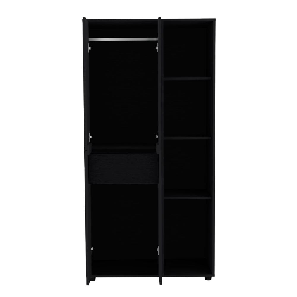 Closet Mandi, Wengue, con Dos Tubos y Un Cajon Deslizable ZF - VIRTUAL MUEBLES