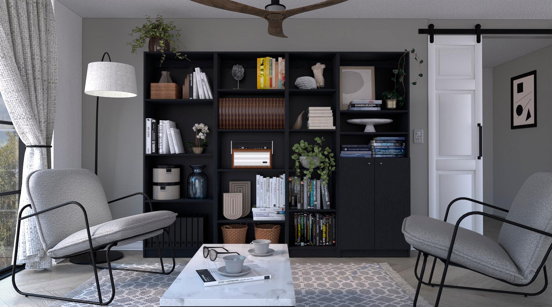 Combo de Bibliotecas Home, Wengue, Incluye Cuatro Bibliotecas. - VIRTUAL MUEBLES