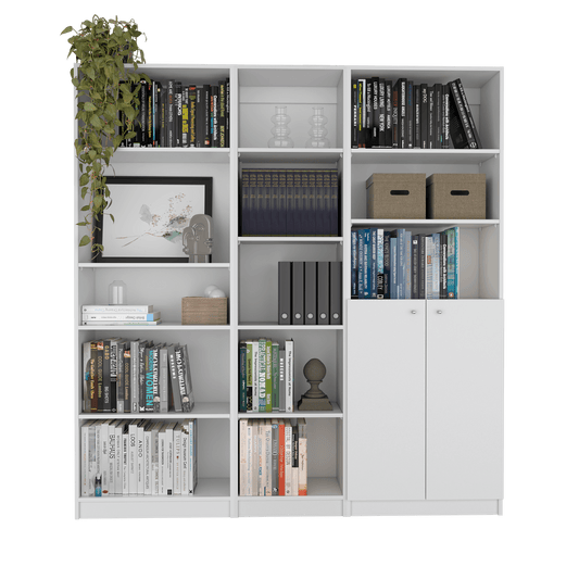 Combo de Bibliotecas Home Eco, Blanco, Incluye Tres Bibliotecas. - VIRTUAL MUEBLES