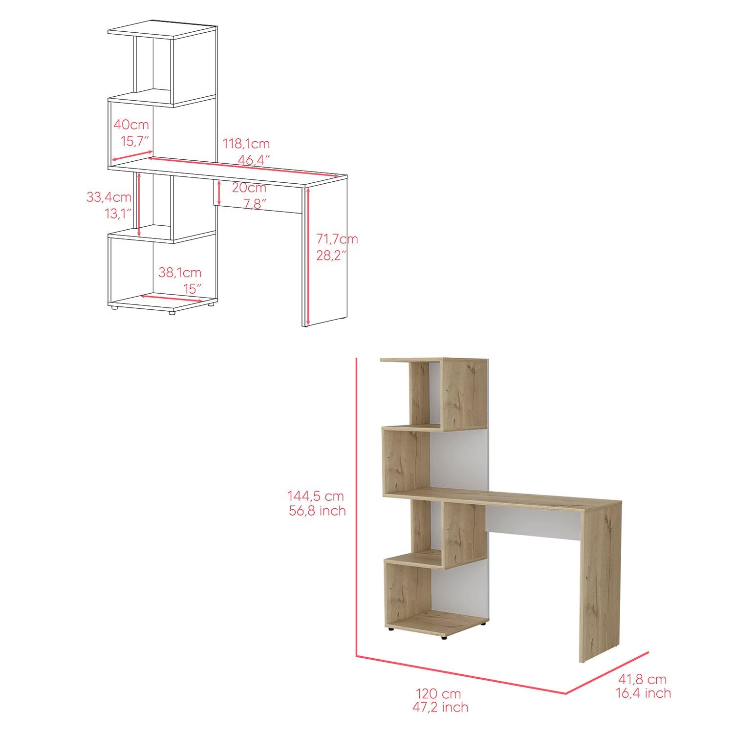 Escritorio Mexico, Café Claro y Blanco, con Tres Entrepaños ZF - VIRTUAL MUEBLES