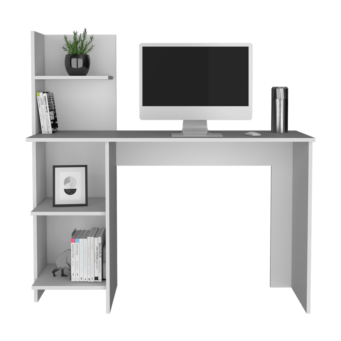 Escritorio ¡Wow!, Blanco Duqueza, con Cuatro Entrepaños - VIRTUAL MUEBLES