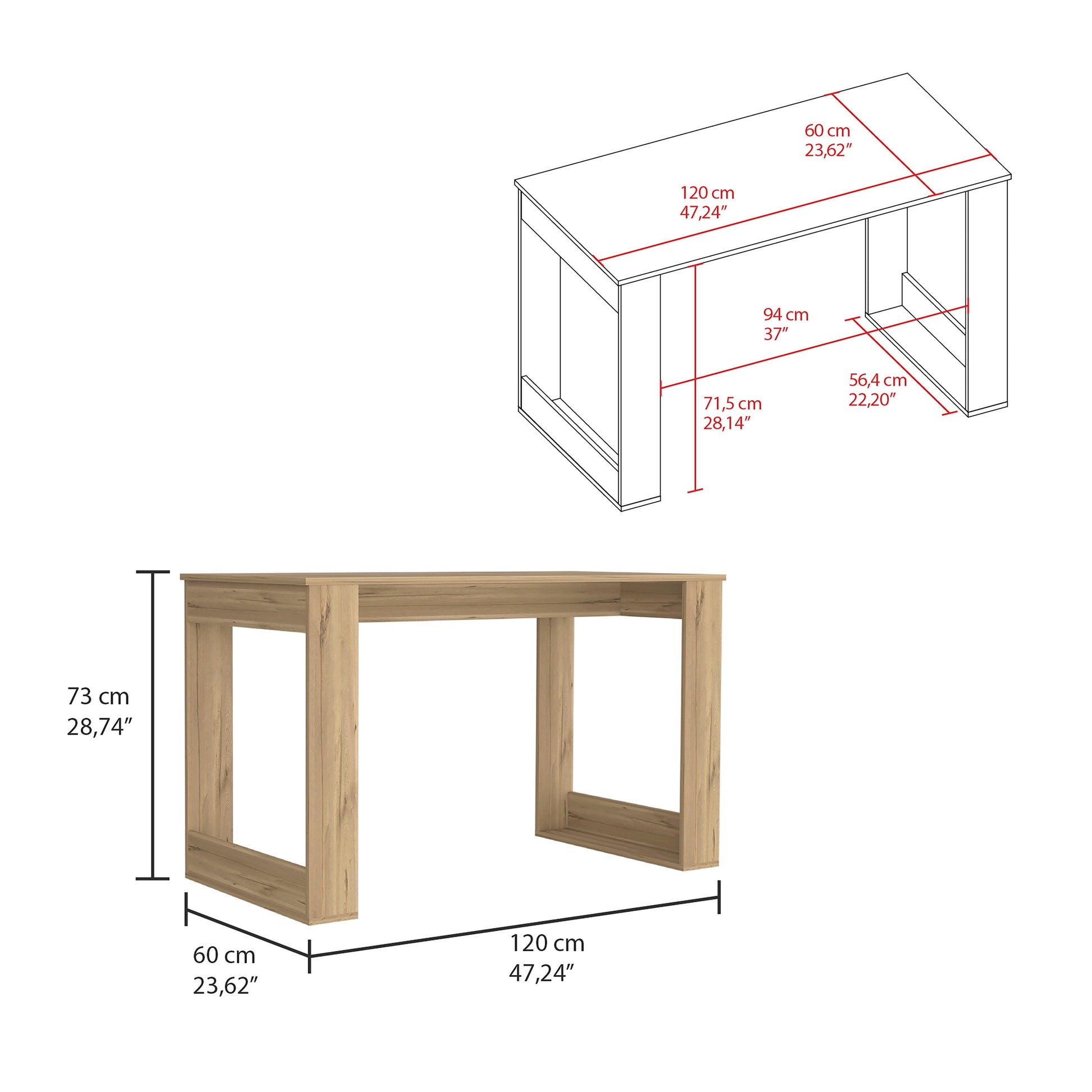 Escritorio Elora, Café Claro, Ideal Para Espacios de Trabajo ZF - VIRTUAL MUEBLES