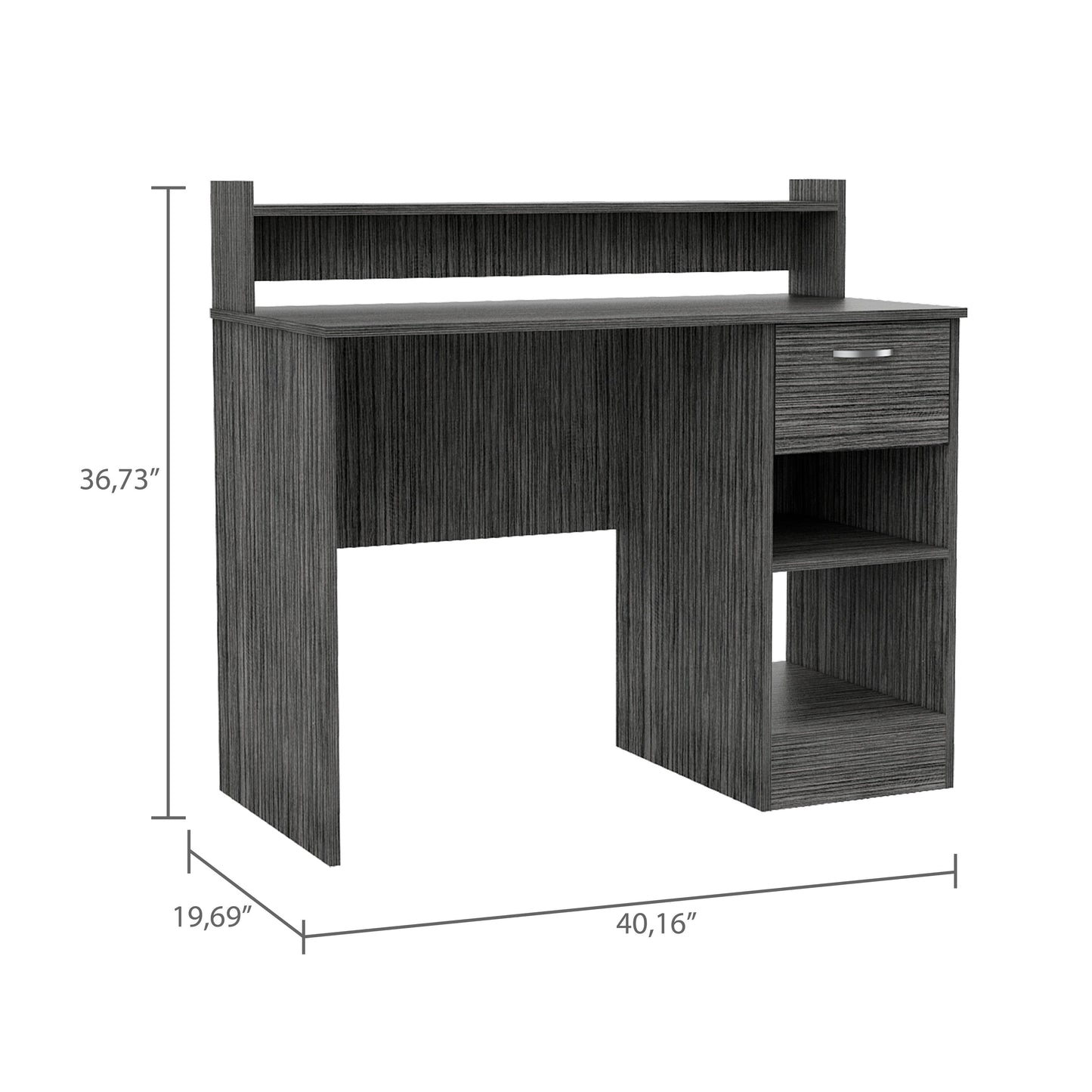 Escritorio Tulk, Gris, con Un Cajón Archivado y Dos Entrepaños ZF - VIRTUAL MUEBLES