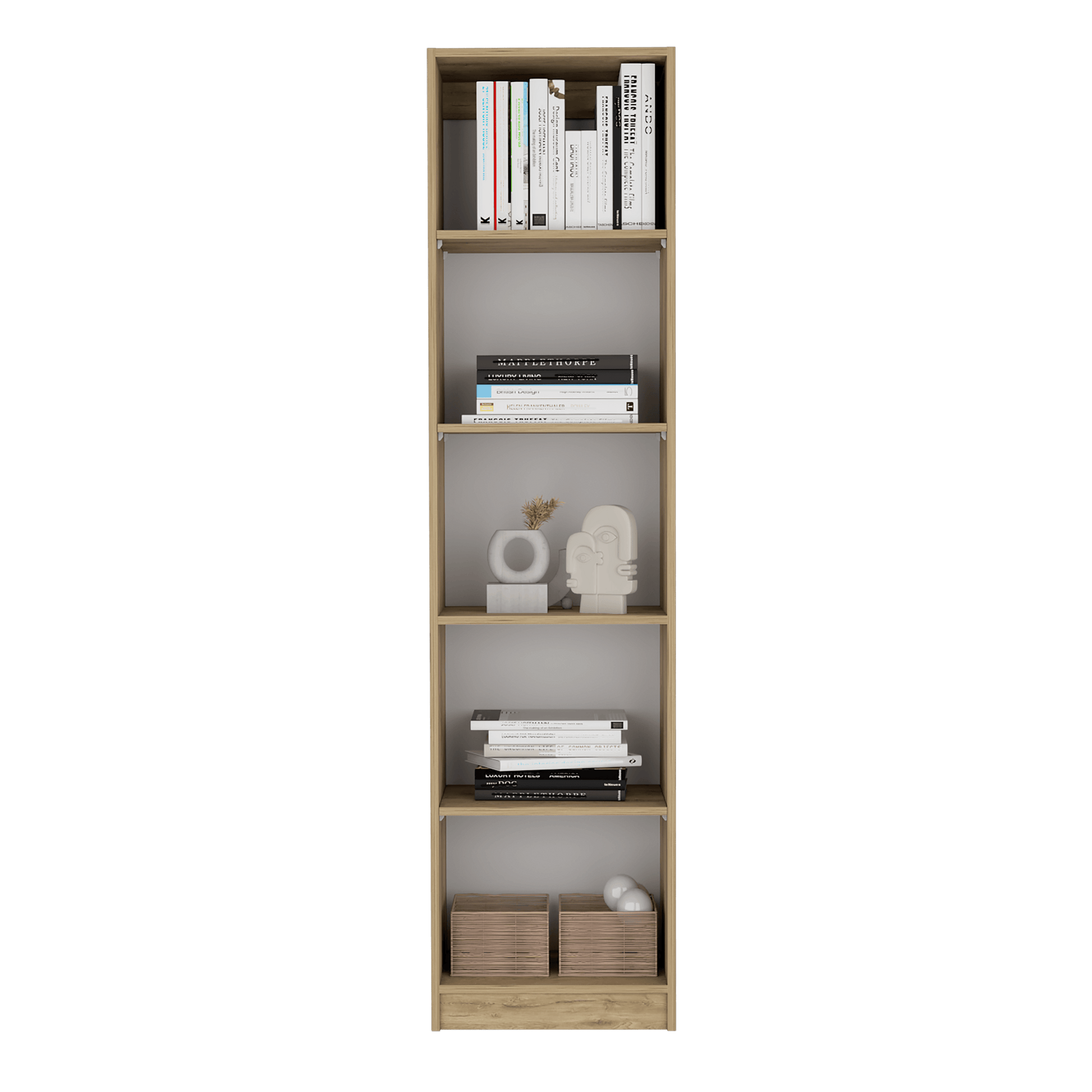 Combo de Bibliotecas Home, Macadamia y Blanco, Incluye Cuatro Bibliotecas. - VIRTUAL MUEBLES