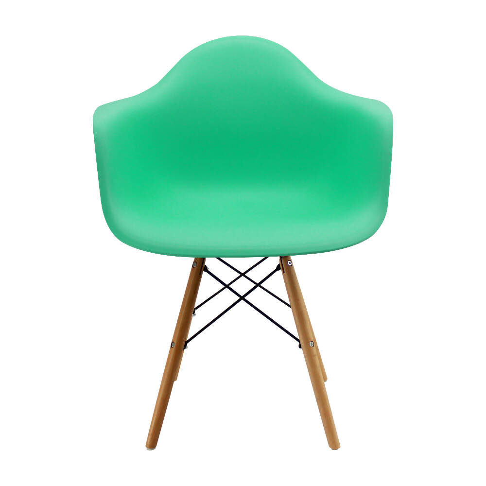 Kit por 2 Silla Eames Con Brazos Patas en Madera - Verde Menta