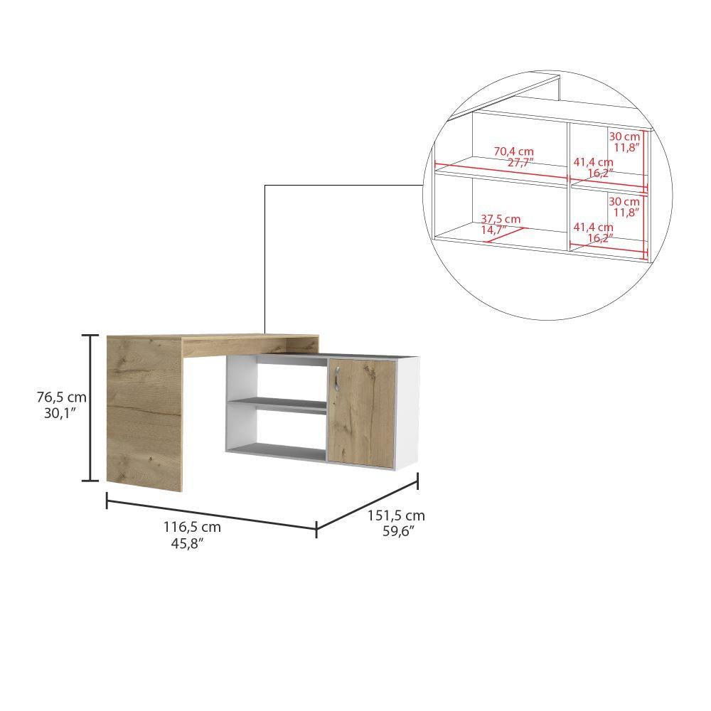 Escritorio en L Moscú color Café claro y Blanco para Oficina.