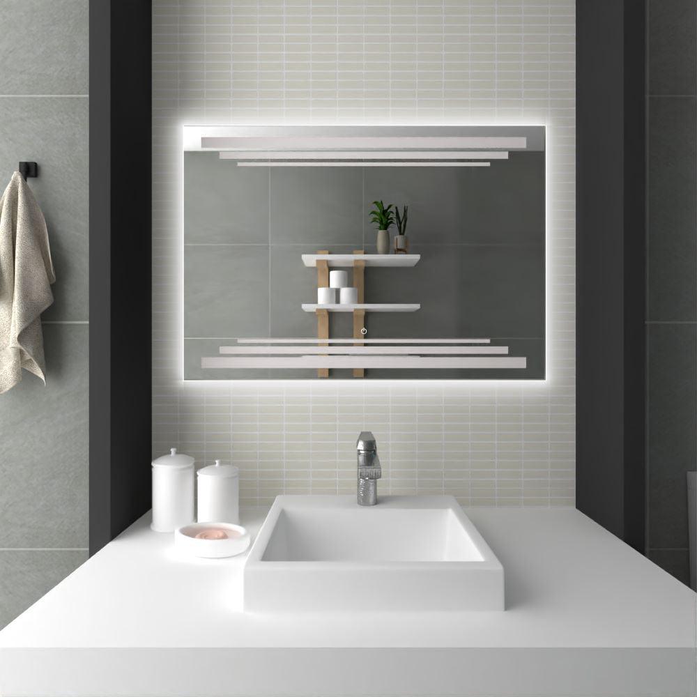 Espejo Rectangular Barú color Gris para Sala o Baño.