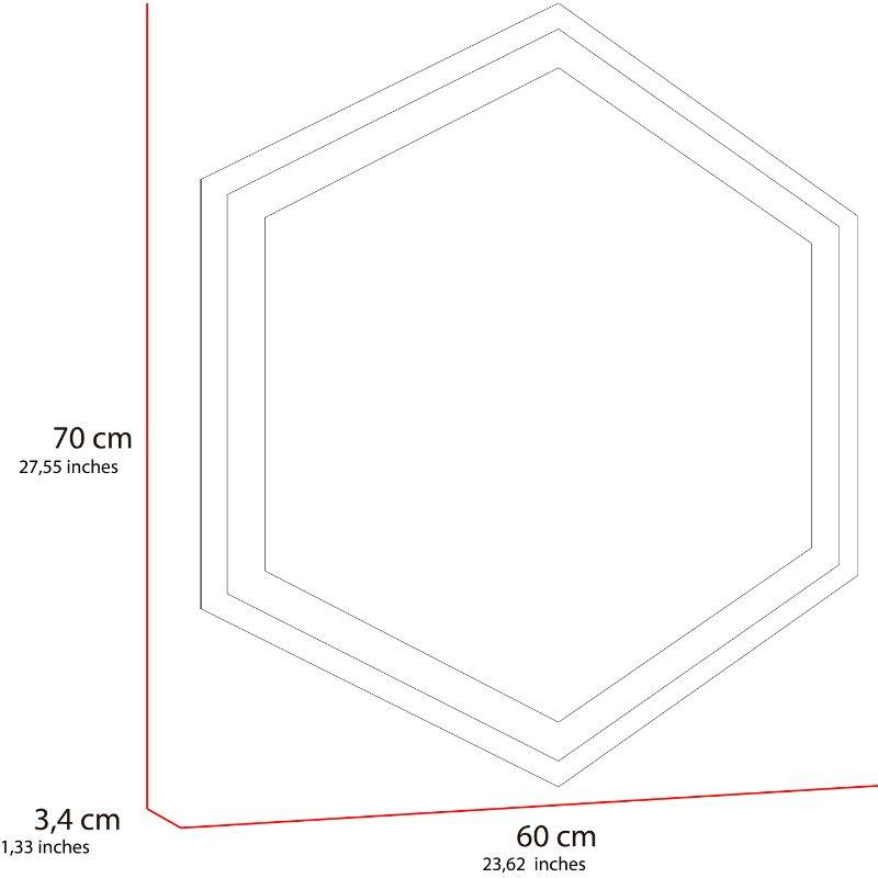 Espejo Hexagonal Wolf color Gris para Sala o Baño.