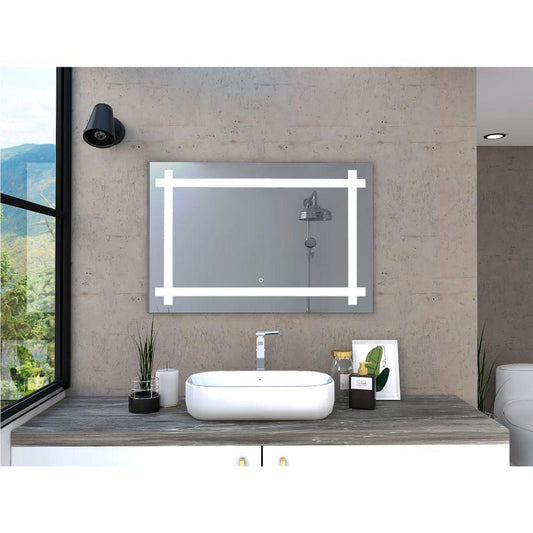 Espejo Rectangular Broni color Gris para Sala o Baño.