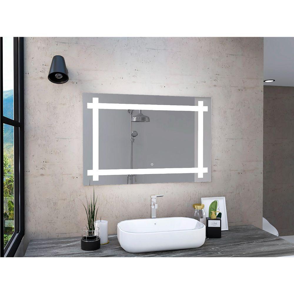 Espejo Rectangular Broni color Gris para Sala o Baño.