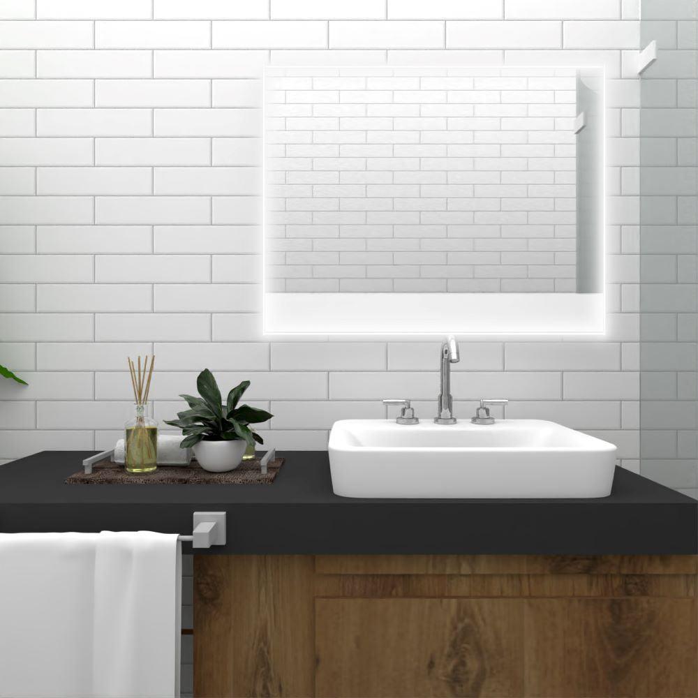 Espejo Rectangular Palermo color Gris para Sala o Baño.