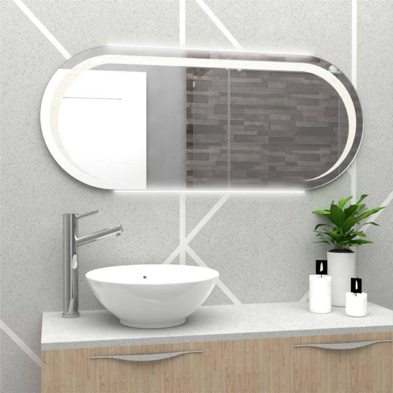 Espejo Rectangular Verón color Gris para Sala o Baño.