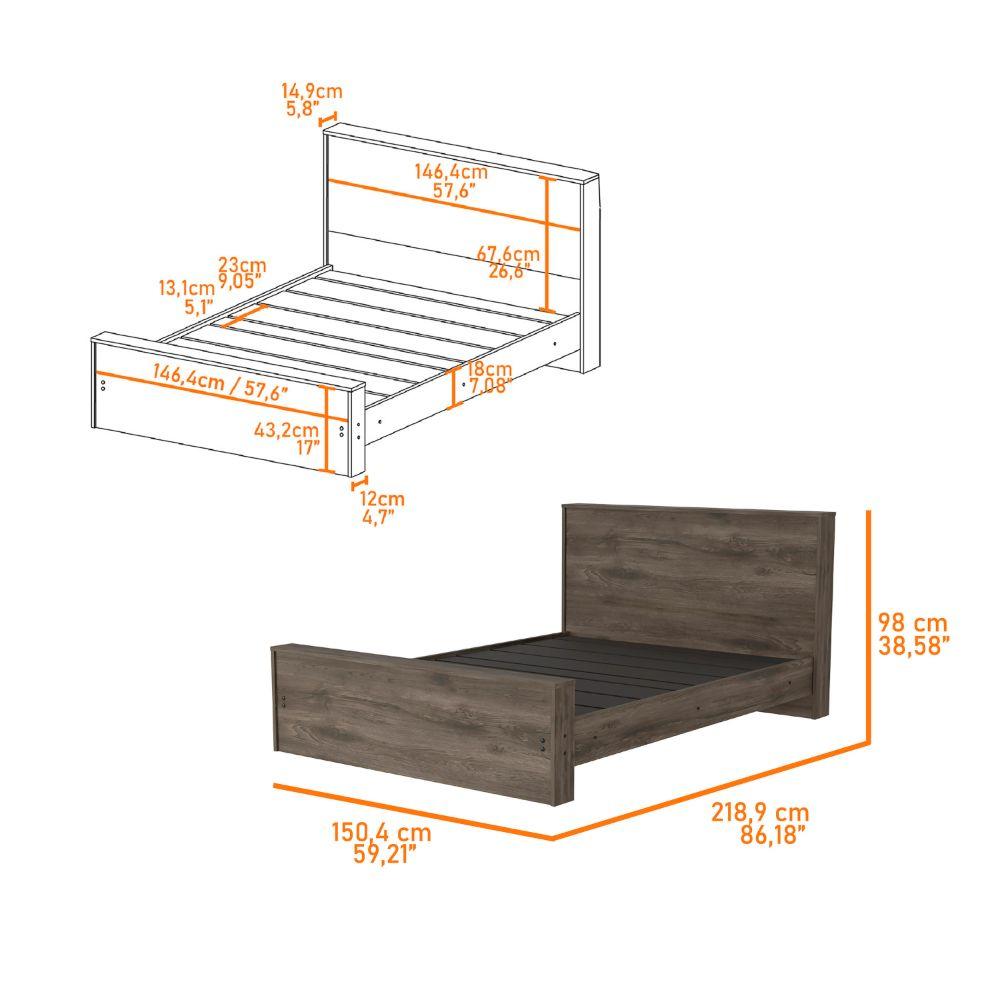 Cama Doble Felix color Nogal para Habitación.