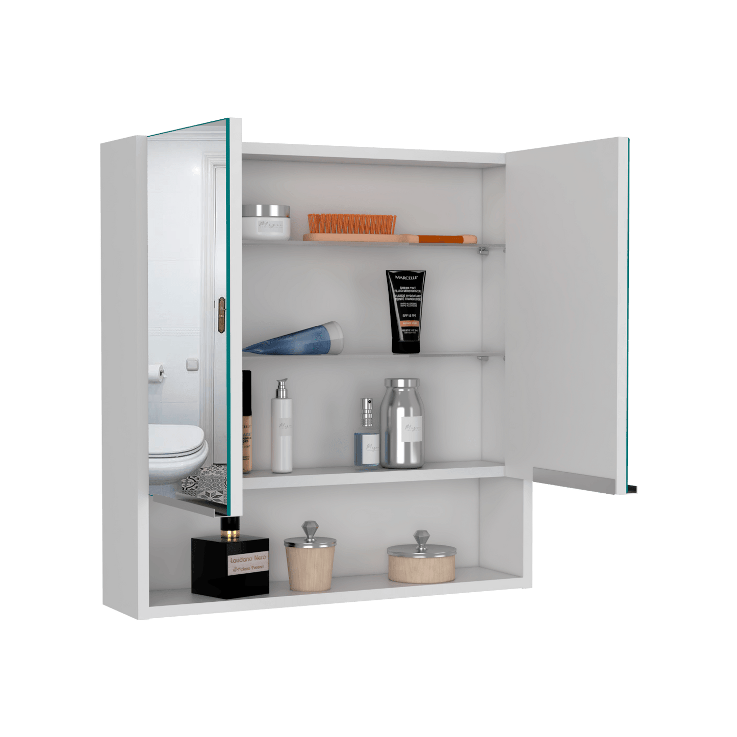 Gabinete de Baño Rawana, Blanco, Incluye Espejo y Entrepaños Para Guardar Objetos de Aseo ZF - VIRTUAL MUEBLES