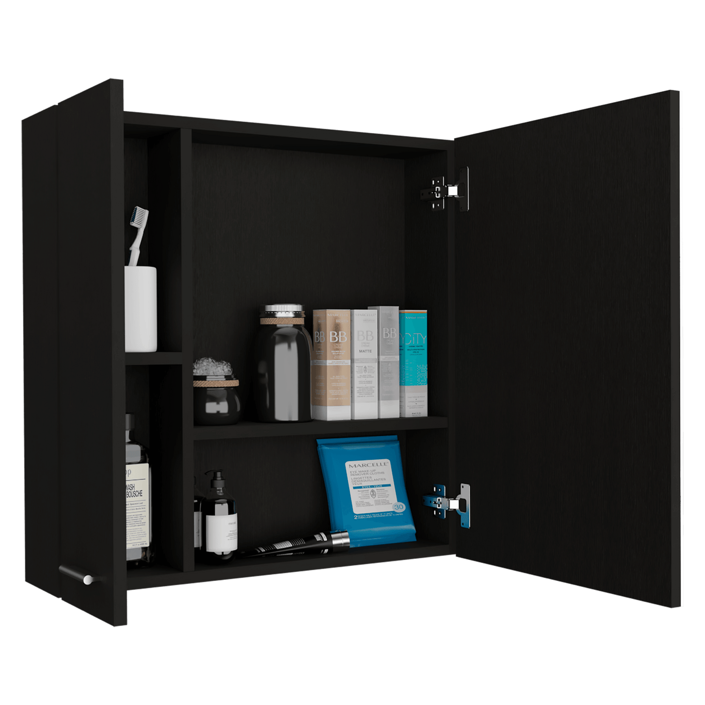 Gabinete de Baño Depp, Wengue, con Puerta Espejo Biselado y Dos Entrepaños ZF - VIRTUAL MUEBLES