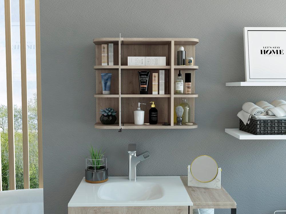 Gabinete de Baño Delio, Humo, con Una Puerta de Espejo Abatible y Seis Entrepaños ZF - VIRTUAL MUEBLES