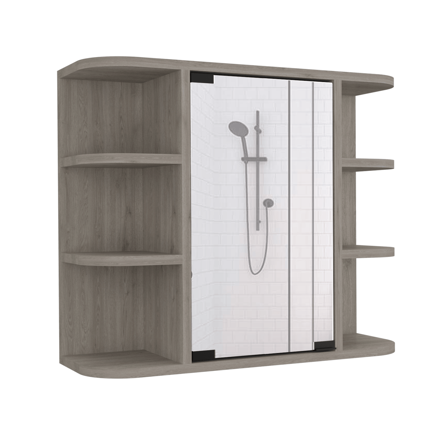 Gabinete de Baño Delio, Humo, con Una Puerta de Espejo Abatible y Seis Entrepaños ZF - VIRTUAL MUEBLES