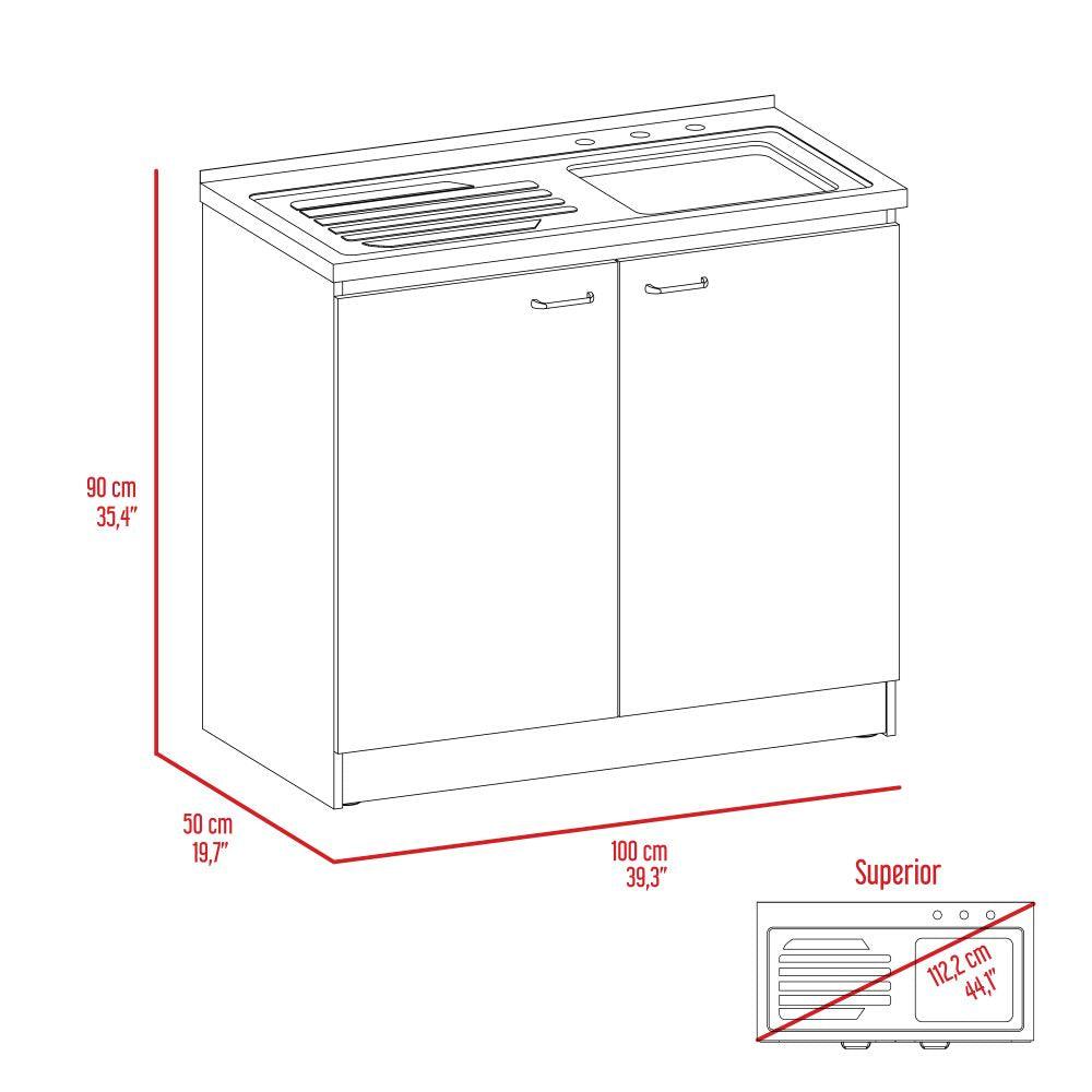 Gabinete Inferior Cantabria color Blanco Perla Y Cafe Claro Para Cocina.