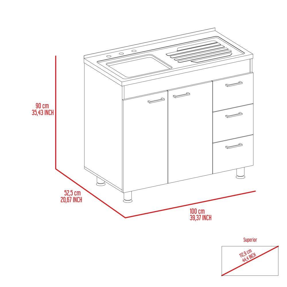 Gabinete Inferior Stella color Blanco Perla Para Cocina.