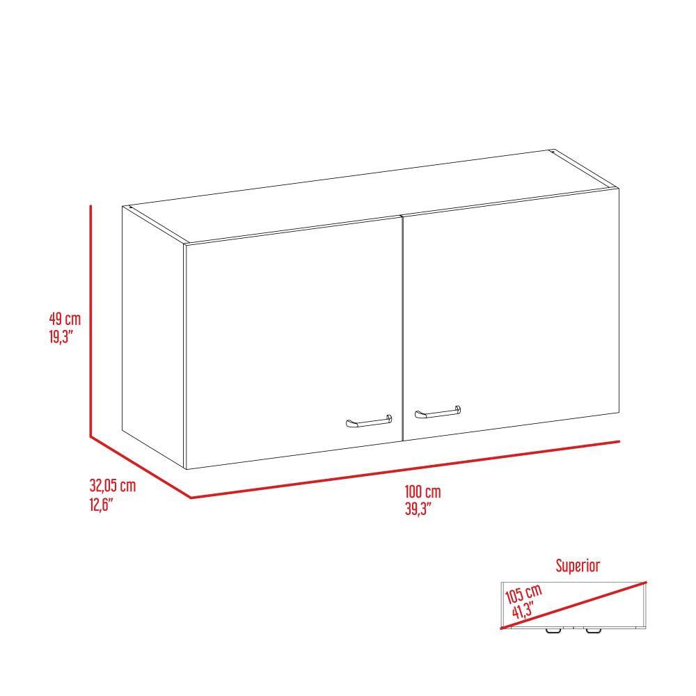 Gabinete Superior Cantabria color Blanco Perla Y Gris Para Cocina.