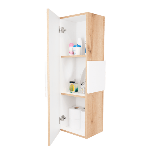 Gabinete de Baño Picasso, Blanco y Café Claro, con Espacio Para Guardar Objetos de Aseo ZF - VIRTUAL MUEBLES